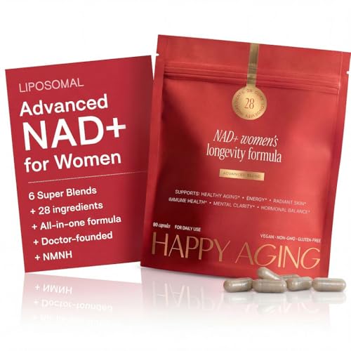 Happy Aging NAD+ Supplement for Women | NAD Booster with NMN NMNH NR Resveratrol CoQ10 Supports Energy Focus Skin Glow & Daily Vitality 30-Day Supply