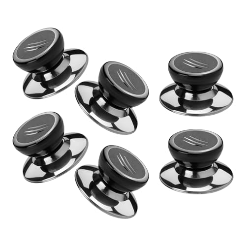 JHKNNK Manijas de Tapa de Olla Aplicables Resistentes al Calor, 6 Piezas Negras de Baquelita para Tapas de Cacerolas y Sartenes, Repuesto de Mango Ergonómico para Utensilios de Cocina