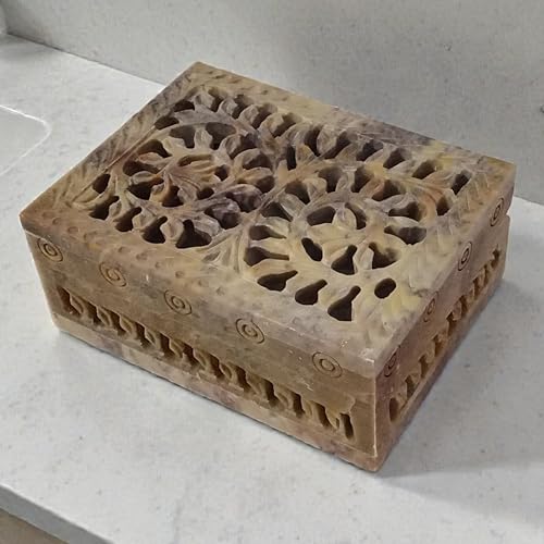Boîte à bijoux en marbre rectangulaire Leanth rangement artisanale blanc - 5