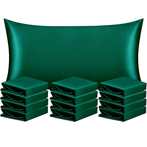 NTBAY King Satin Pillowcases, Set of 12, Dark Green