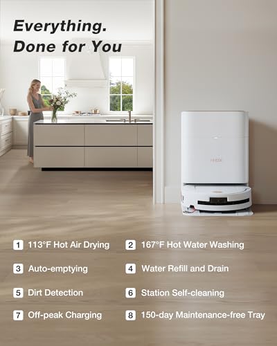 Image of Yeedi M14 Plus Robot Vacuum and Mop with All-in-One Station, 18000Pa, OZMO Roller Instant Self-Washing Mopping, 167℉ Hot Water Mop Washing & Self-Drying, ZeroTangle 3.0, Self-Emptying, White