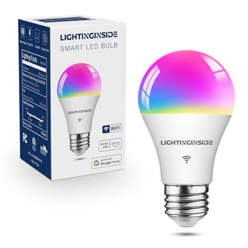 Image of Smart Light Bulbs 60W Equivalent, 9W 800lm, A19 E26 WiFi Smart Bulb Compatible with Alexa & Google Assistant, Color Changing Light Bulb, No Hub Required, 85+CRI, 2.4GHz WiFi Only, ETL Listed, 1PCS