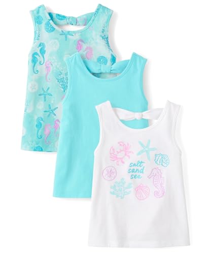 The Childrens Place Baby Girls and Toddler Assorted Tank Tops Gulf Steam 3-Pack 3 Years