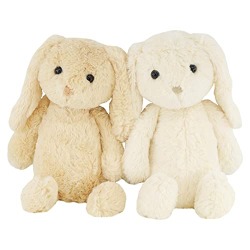 The Magic Toy Shop Plush Rabbit Bunny Teddy - Super Soft Cuddly Toy - Seated Stuffed Animal, Suitable from Birth - Great Gift for Kids & Adults for All Occasions (Cream/Beige)