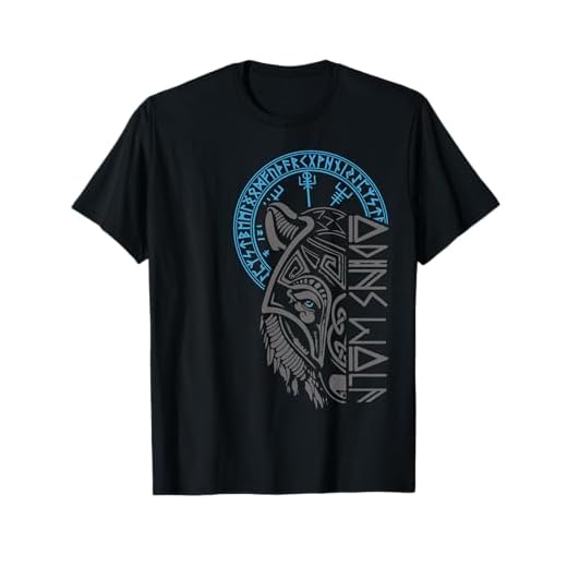 Máscara de lobo de Odín Runas Brújula nórdica Valhalla Camiseta