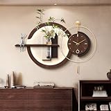 Orologio da parete in stile vintage con luci e vaso decorativo, orologio silenzioso senza ticchettio per soggiorno