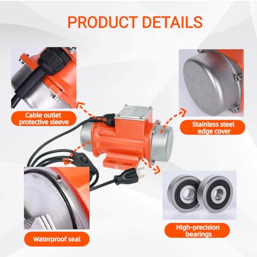 Concrete Vibration Motor 45 LBS Force - 30W Single Phase AC110V 3600RPM Aluminum Alloy Industrial Vibrator for Shaker Table - Thumbnail 4