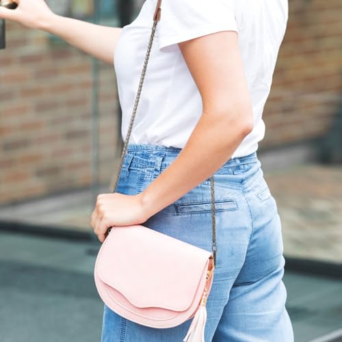 Correa de cuero marrón SHOWERORO con mini cadena; elegancia ligera y resistente para bolsos de moda 6