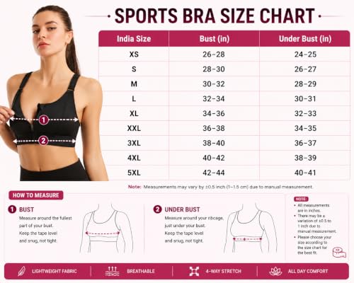 Image of Celary Woman's Sports Bra|Polyester Spandex High Impact Front Zip Sports Bra |Size:- XS to 5XL |Gym Workout & Yoga Running Activewear Bra with Criss Cross Back Support