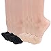 Flammi Women's 6 Pairs Toe Toppers Liner Socks Half Socks with Non-Skid Bottom (Beige, Black)