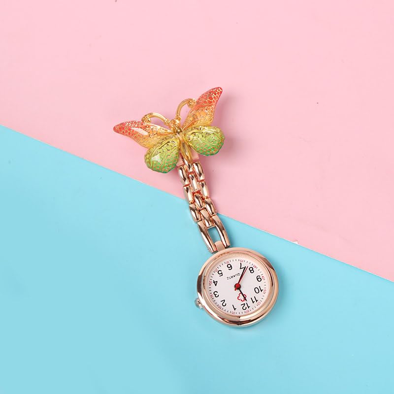 Image of 3Pcs Cute Butterfly Quartz Watch Brooch Accurate Timekeeping Stylish Design Lapel Clip On Fob Watch Style Pin Accessory