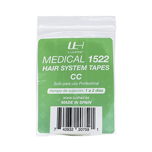 Cintas Adhesivas LuxHair Medical 1522 hipoalergénicas para la colocación de pelucas y extensiones. Duración 2 días. Adhesivo doble cara suave con la piel (1 paquete, Curvatura Fuerte CC) Cover
