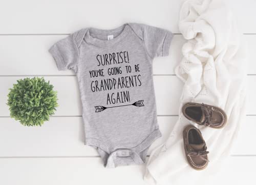Pregnancy Announcement For Grandparents Size 0-3 Months: Your Going To Be Grandparents Again Baby Announcement For Family Romper Gray. Baby Boy Girl - Baby Announcement Onesie Baby Announcement Gifts #TOP1