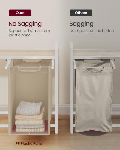 Image of VASAGLE Laundry Hamper, Laundry Basket Sorter with 2 Pull-Out and Removable Bags, Shelf, Metal Frame, 2 x 12.1 Gallons (46 L), 28.8 x 13 x 28.4 Inches, Cappuccino Beige and Natural Beige UBLH201LH01