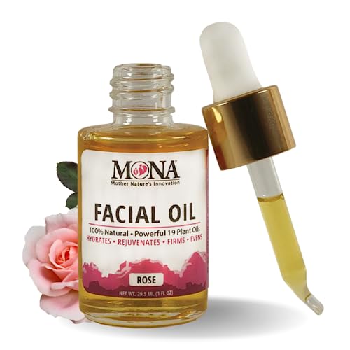 MONA Brands Natural Face Oil with Rosehip, Vitamin E, and Argan Oil | Pure Botanical Skincare | Anti-Aging Oil | All Skin Types | Rose Scented | 1.0 fl oz, Pack of 1