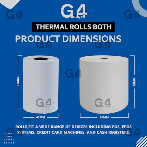 G4GADGET Thermal, Till Rolls 80x80mm (Pack of 10) & 57x40mm (Pack of 20) for Credit Card Machines POS, EPOS, Cash Registers - Image 3