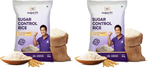 Image of Sugar.fit Sugar Control Rice - Sona Masoori, lab-tested low glycemic, whole grain 100% natural, pesticide-free, diabetes- friendly, supports healthy weight & blood sugar - 5 Kg (Pack of 2)