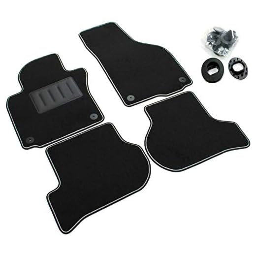 Il Tappeto Auto SPRINT04104 Alfombrillas de Coche Antideslizantes, Color Negro, Borde Bicolor, Zona del Pedal Reforzada con Goma