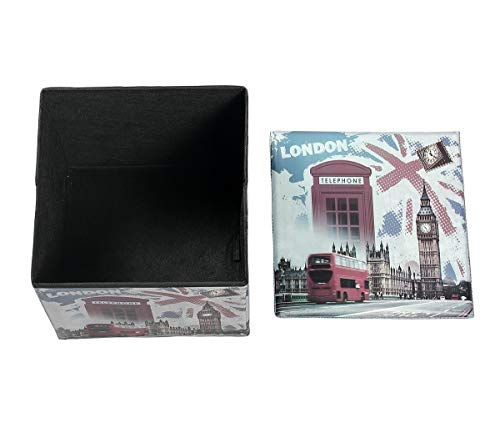 Image of Whitecloud TRANSFORMING HOMES Portable and Foldable London Telephone Laundry Box Folding /Sitting Stool (30X30X30 cm)