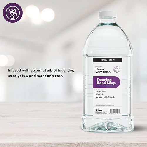 Image of Clean Revolution Foaming Hand Soap Refill Supply Container, Ready to Use Formula, Natural Lavender Fragrance, 64 Fl Oz (Pack of 1)