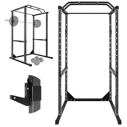 Power Rack for Home Gym, Multi-Function 1200 Lbs Squat Rack with Multi-Level Adjustable Weight Cage, All-in-one Trainer Equipment for Strength Training, Squat, Bench Press and Pull Up Bar