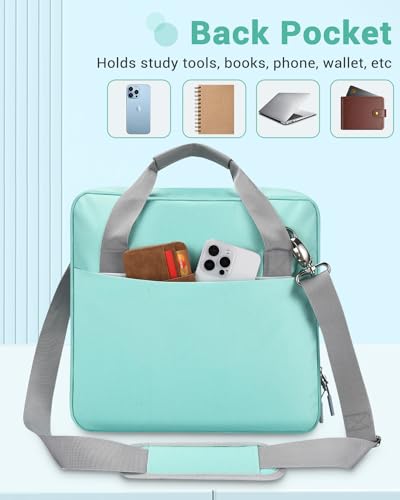 Soulgo Fichário com zíper de 7 cm com 3 anéis com alça de ombro resistente e vários bolsos, fichário