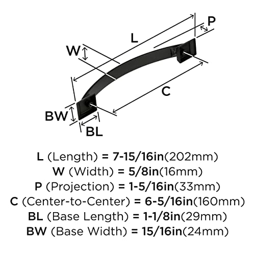 Image of Amerock | Cabinet Pull | Black Bronze | 6-5 /16 inch (160 mm) Center to Center | Candler | 1 Pack | Drawer Pull | Drawer Handle | Cabinet Hardware