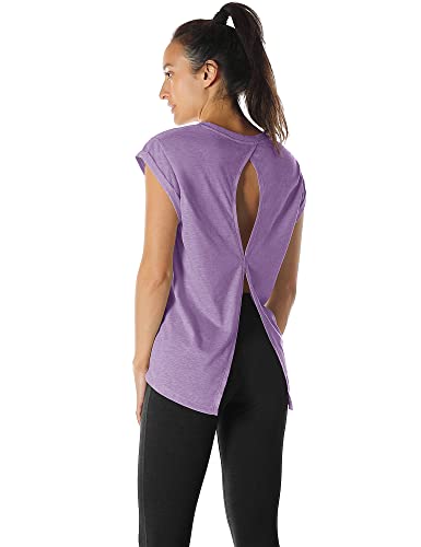 Image of icyzone Open Back Workout Tops for Women - Athletic Activewear T-Shirts Exercise Yoga Shirts(Pack of 2)