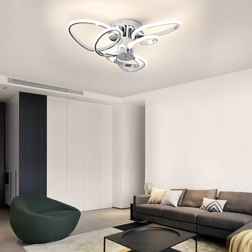 Plafonnier LED dimmable chromé avec télécommande pour salon - 6