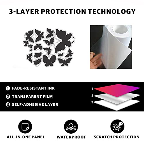 H2 Decal Black Butterfly Car Decals | Transparent Film, Easy To Wrap And Remove, Pack For 2 Sides, Best Fit For White Color Vehicles | Side Large Decal For Sedan, Truck, Suv | Accessories For Women #TOP2