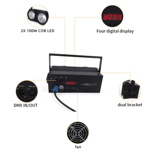 200W Led Blinder Stage Par Light With Cob Light, 2-Head Cool & Warm White 2 In1 Led Stage Audience Light Dj Wash Light Stage Lighting Party Disco Light, 2X100W Rgbwa Dmx Led Blinder Light #TOP1