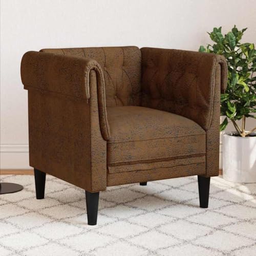 Frdhee Sofá con mechones, sofá juvenil, sofá de suelo, silla Chesterfield con cojín marrón, 78,5 x 74,5 x 74,5 cm, para apartamentos, balcón, espacio pequeño, fácil montaje