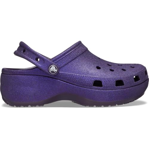 Crocs Women's Classic Platform Glitter Clog, Dark Iris, 6 Women