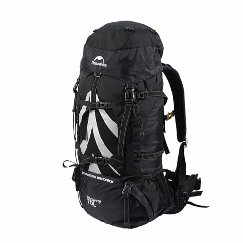 Naturehike 70+5L登山リュックサック 防災 軽量 防水 多機能 高通気性 男女兼用 スポーツ/アウトドア/キャンプ/長期旅行(深夜の黒)