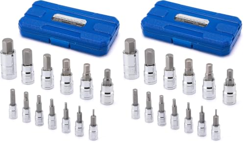 Image of MIXPOWER 13 Piece Hex Bit Socket Set, S2 Steel Tool Kit, Metric, 2mm-14mm, Allen Bit Socket Kit (Pack of 2)