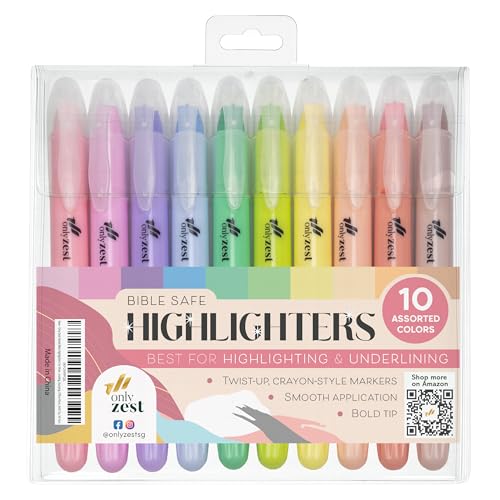 Only Zest 10 Pack Bible Safe Highlighters - Pastel Color, Wax Highlighters No Bleed, Scripture Markers for Journaling, Study Accessories and School Supplies - Thumbnail 7