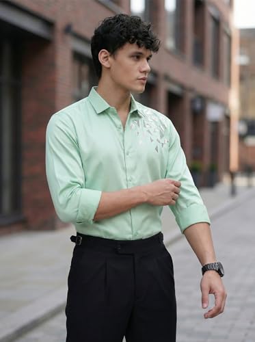 Image of IndoPrimo Men's Stylish Satin Shirt for Party, Formal, Daily and Casual Wear Full Sleeve Shirt for Mens - Trio