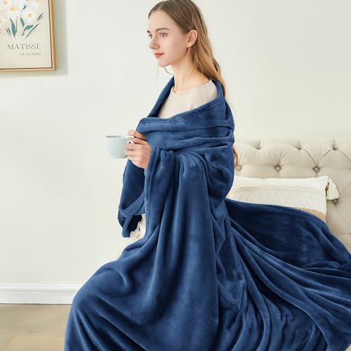 Image of BEDELITE Fleece Blanket Navy Blue Throw Blankets for Couch & Bed, Luxury Plush Cozy Fuzzy Blanket 50 inch x 60 inch, Super Soft Warm Lightweight Throw Blanket for Travel Camping