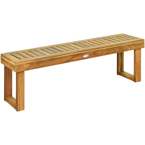 FANTASK Sitzbank ohne Rückenlehne, 2-Sitzer Gartenbank wetterfest, Parkbank, Balkonbank aus Massivholz bis 360kg belastbar, Holzbank für Garten, Balkon & Terrasse, 132 x 34 x 43,5 cm