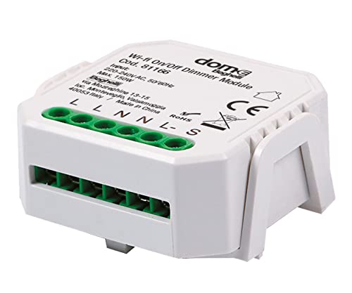 Beghelli - Dom-e Interruttore WiFi, Modulo Attuatore Wireless On-Off, Relé e Dimmer Smart, Controllo Luci da Smartphone, Compatibile con Alexa e Google Assistant, App Dom-E, Gruppo, Bianco