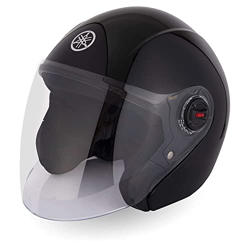 Image of Yamaha YR6 Half Face Helmet (Gloss Black, Size L) Y6AYR6GB0L16