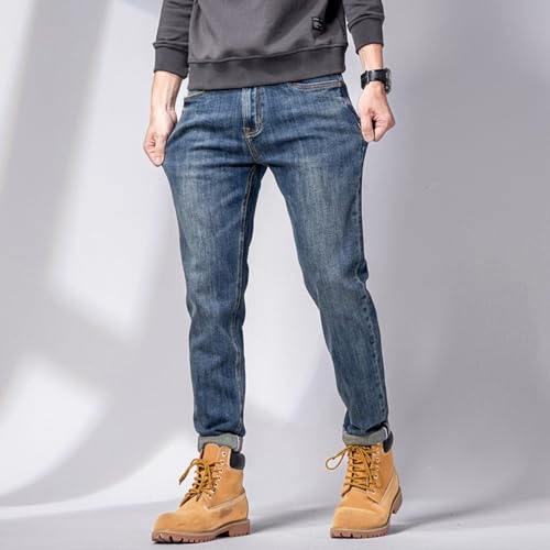 Jeans Pants Trouser Denim Spring and Autumn Elastic Men's Korean Version Slim Fit Classic Leggings3