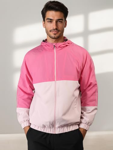 Image of CHKOKKO Sunscreen Jacket for Men Windcheater Hooded Zipper Sports Jacket | UV Protection | Sun Protective | Lightweight Water Resistant | Riding Biker | Outdoor Travel Gym Running