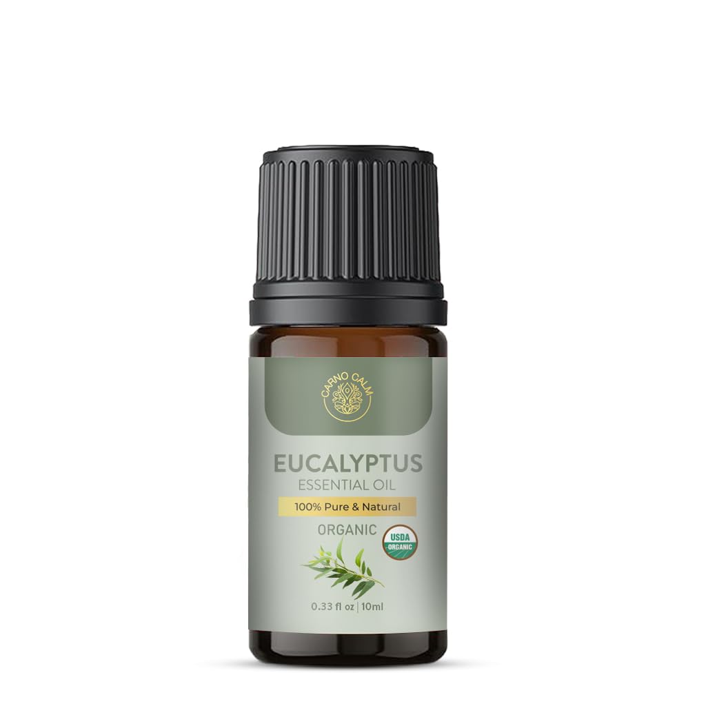 Carno Calm Eucalyptus Essential Oil 10ml | 100% Pure & Natural | Ideal for Aromatherapy SkinHome Diffusers Baths & Steam Rooms | 0.33 fl. Oz
