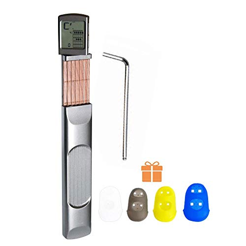 Hamkaw Pocket Guitar Chord Trainer With Rotatable Display, 6 Frets Portable Guitar Beginner Practice Tool Built-In Metronome,Low Noise Guitar Finger Exerciser (7pack)