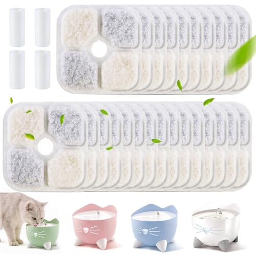 25 Pièce Filtre pour Fontaine à eau pour Chat, Filtre à Charbon à Triple Action Cartouches de Rechange pour Fontaine à eau avec Catit Pixi, Animaux...