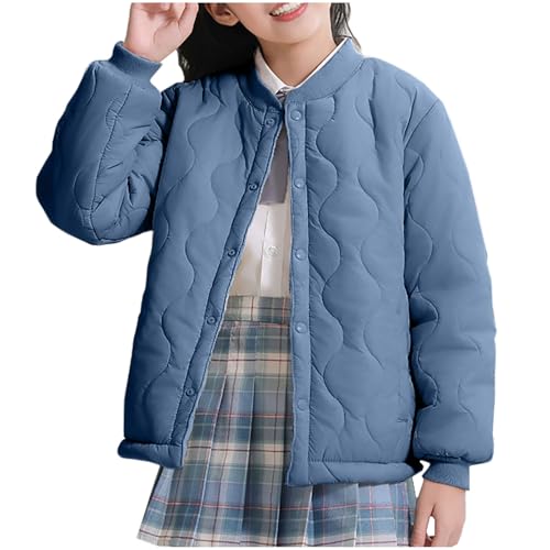 Girls Winter Coat Fall Warm Preppy Cute Cotton Padded Jacket Lightweight Long Sleeve Buttons Outwear with Pockets