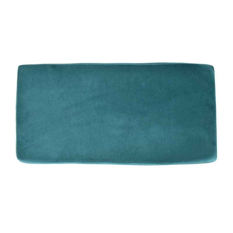 Image of Ottoman Bench for Living Room | Upholstered Seating with Wooden Legs| Multipurpose Seating for Home & Office| Stylish Accent Furniture for Bedroom & Drawing Room Decor, Sqr Bnch-Aqua