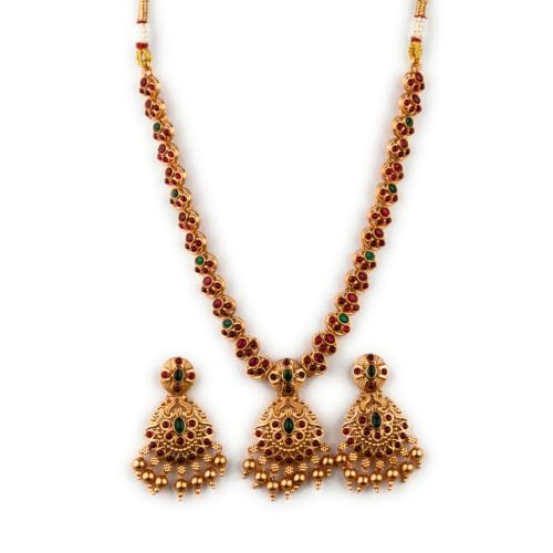 Image of Sasitrends Classic Matte Gold Plated Necklace Set