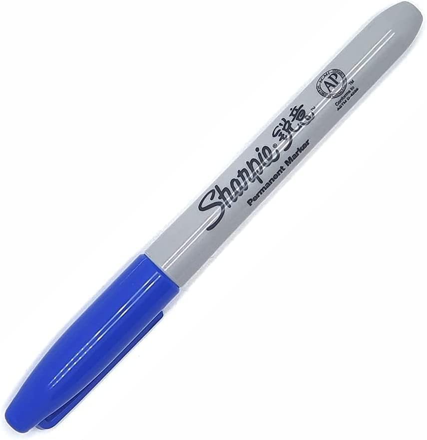 6 x Sharpie Permanent Marker Pens with Fine Point Tip for Paper Metal & Plastic, Dark Blue Colour Ink - Image 3
